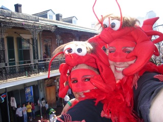 Crawfish costumes on Bourbon Street